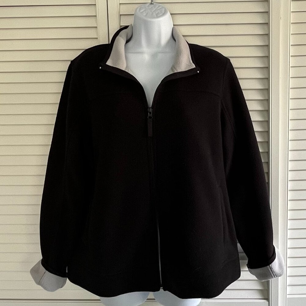 Ladies Black & Gray Fleece Jacket. Sixe XL NWOT